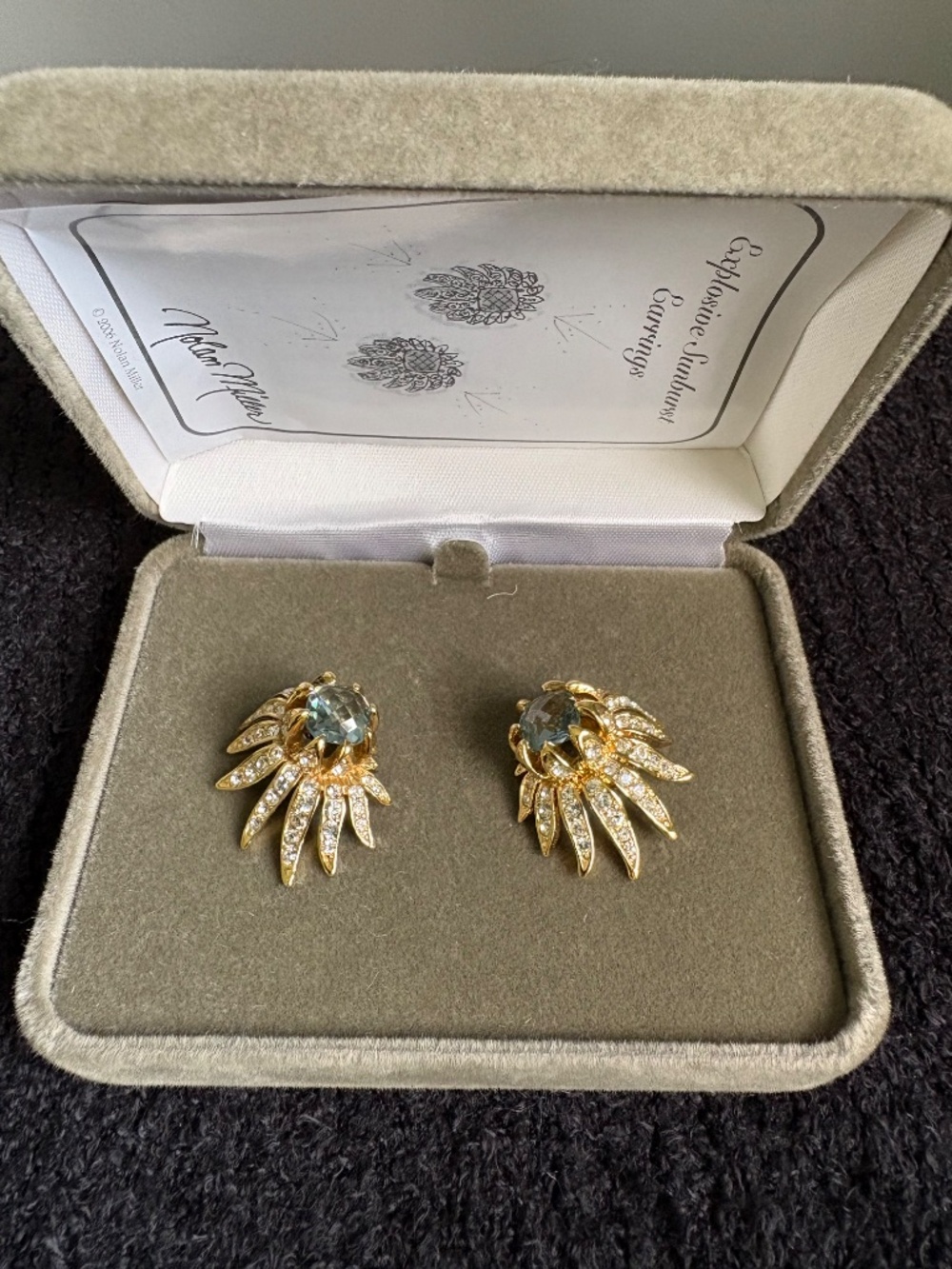 NIB Nolan Miller "Explosive Sunburst" Glamour Earrings